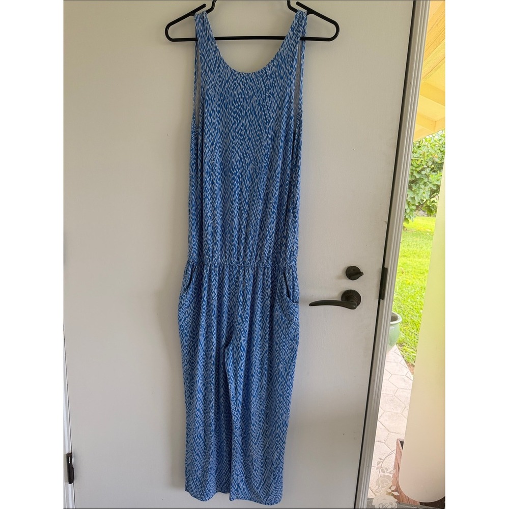 Fighting Eel Hawaii Blue Geometric Diamond Print Sleeveless Jumpsuit Medium